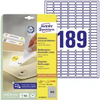 Avery L4731REV-25 afneembare etiketten ft 25,4 x 10 mm (b x h), 4.725 etiketten, wit