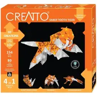 Kosmos Creatto Sabre Tiger - Bouwset met LED Verlichting - Bouw 4 Lichtgevende Prehistorische Dieren - Sabeltandtijger, Mammoet, Wolf en Gier - 61 Onderdelen - Creatief Bouwspeelgoed - Vanaf 9 Jaar