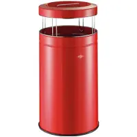 Wesco Staande Asbak Big Ash met zeef | 120 Liter | Metaal - Rood | Afvalbak met Asbak Staand - Made in Germany