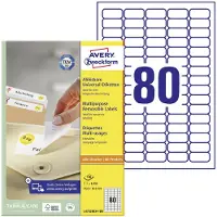 Avery-Zweckform L4732REV-100 Universele etiketten 35.6 x 16.9 mm Papier Wit 8000 stuk(s) Weer verwijderbaar Inkjet, Laser (zwart/wit), Laser (kleur), Kopiëren