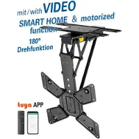 My Wall TV-plafondbeugel | tot 65 inch | gemotoriseerd | inklapbaar en draaibaar | app en afstandsbediening | zwart