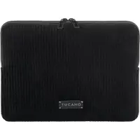 Tucano Velluto Sleeve MacBook 14 – Perfecte Pasvorm dankzij Flat-Lock Stiksel – Dubbele Ritssluiting voor Gemak – Zacht, Krasbestendig Interieurmateriaal - Zwart