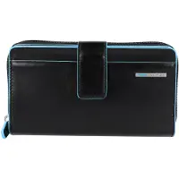 Piquadro Blauwe Vierkante Portemonnee RFID Leer 17,5 cm zwart