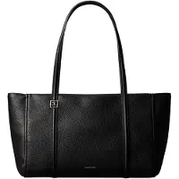 Calvin Klein Shopper 'Emblem Plaque Pebble Grain Tote' zwart