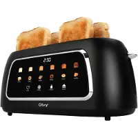 Olvy Broodrooster XL - Lange Sleuven - Timerfunctie - LCD Display - Kruimellade - Toaster - 1500W - Ontdooien & Opwarmen - Zwart