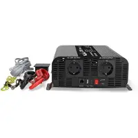 Nedis Omvormer Pure Sinusgolf | Ingangsvoltage: 24 V DC | Apparaat stroomoutput: Type F (CEE 7/3) / USB-A / USB-C | 2000 W | Piekvermogen: 4000 W | Zwart - PIP200024FBK