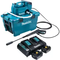 Makita DHW 080 PT2K Snoerloze hogedrukreiniger 36 V ( 2x 18 V ) 80 bar 380 l/u Borstelloos + 2x oplaadbare accu 5.0 Ah + dubbele lader