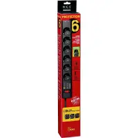 Eaton Power strip/Surge protector - Protection Strip 6 Tel FR - PS6TF - 6 French sockets + 1 RJ telephone socket - Black