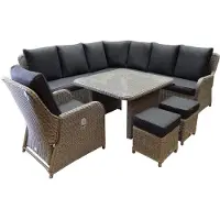 AVH-Collectie Bilbao hoek dining loungeset 7 delig grijs