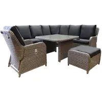 AVH-Collectie Bilbao hoek dining loungeset 6 delig grijs