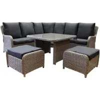 AVH-Collectie Bilbao hoek dining loungeset 6 delig grijs