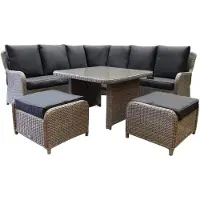 AVH-Collectie Bilbao hoek dining loungeset 6 delig grijs