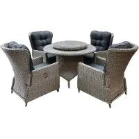 AVH-Collectie Marina Riccione dining tuinset 110 cm rond 6-delig grijs verstelbaar