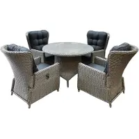 AVH-Collectie Marina Riccione dining tuinset 110 cm rond 5-delig grijs verstelbaar