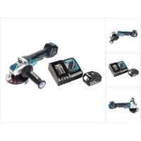 Makita DGA 519 RF1 accu-haakse slijper 18 V 125 mm borstelloos X-Lock + 1x accu 3,0 Ah + oplader