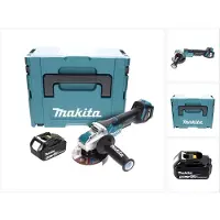 Makita DGA 519 T1J Snoerloze haakse slijper 18 V 125 mm Brushless X-Lock + 1x oplaadbare accu 5.0 Ah + Makpac - zonder lader