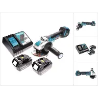 Makita DGA 519 RG accu-haakse slijper 18 V 125 mm borstelloos X-Lock + 2x accu 6,0 Ah + oplader