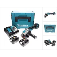 Makita DGA 519 RGJ Accu haakse slijper 18 V 125 mm Brushless X-Lock + 2x accu 6.0 Ah + lader + Makpac