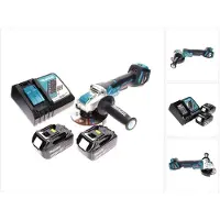 Makita DGA 519 RF accu-haakse slijper 18 V 125 mm borstelloos X-Lock + 2x accu 3,0 Ah + oplader