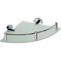 Sapho X-Round E glazen hoekplanchet met stang 25,5x6x25,5cm, chroom