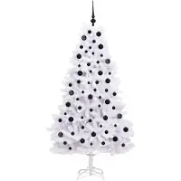 vidaXL Kunstmatige Hinged Kerstboom Wit 180 cm PVC en Staal