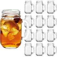 Libbey Drinking Jars Drinkglazen - Waterglazen Set - Transparant Geperst Glas - 488 ml - 12 Stuks