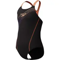Speedo Eco Medley Logo Medalist meisjes badpak zwart oranje maat 140/146