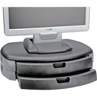 Roline ergonomische trendy monitor standaard/verhoger met lades / zwart/zilver