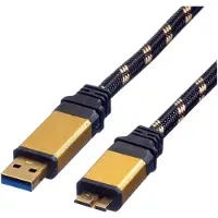 Roline GOLD USB 3.2 Gen 1 Kabel, USB A - Micro B, M/M, 0,8 m