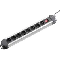 Renkforce Steckdosenleiste mit Schalter 8fach Schwarz-Silber Schutzkontakt 1296310