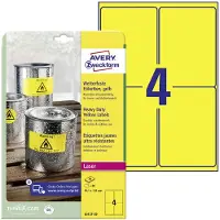 Avery weerbestendige folie-etiketten L6127-20, 99,1 x 139 mm, permanent, geel