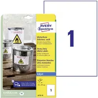 Avery-Zweckform Waterbestendige folie-etiketten J4775-10 Permanent hechtend A4 Wit 210 x 297 mm 10 Stuks à 1 Etiketten
