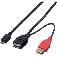 Roline USB Micro B (m) naar USB-A (v) OTG adapter met USB-A (m) voeding - USB2.0 - tot 1A / zwart - 1 meter