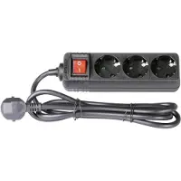 Adam hall Kabels PDU 3S stekkerdoos, 3-voudig, zwart, 1,4 meter