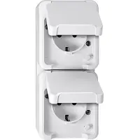 Merten EL ME 23288019 - Aquastar stopcontact, 2-voudig, verticaal, polarwit - Accessoires, stroomvoorziening