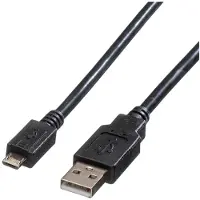 Roline USB 2.0 Kabel, USB A Male - Micro USB B Male, zwart, 1,8 m