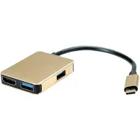 Roline Gold USB-C - HDMI 4K 30Hz, USB-A en USB-C PD 60W | 0,10 meter