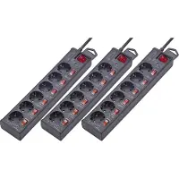 Renkforce RF-3050852 Overspanningsveilige stekkerdoos 6-voudig Zwart Randaarde stekker 3 stuk(s)