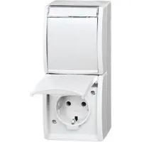 Busch-Jaeger 20-02 EWN-54, CEE 7/3, 2P+E, Wit, IP44, 250 V, 16 A