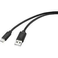 Renkforce RF-4699378 USB-kabel USB 2.0 USB-C stekker, USB-A stekker 1.00 m Zwart Met anti-microbacterieel oppervlak