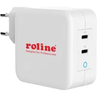 Roline USB Oplader met Eurostekker, 2 poorten (2x Type-C PD), GaN, 100W