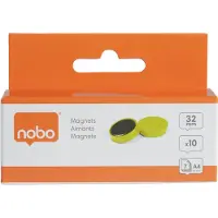 Nobo Magnetische Whiteboard Magneten - Pak Van 10 Stuks - 32mm Magneten - Geel