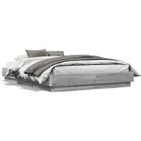 vidaXL Bedframe bewerkt hout grijs sonoma eikenkleurig 135x190 cm