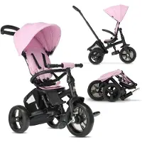 Deryan Explorer Driewieler - Duwstang - Opvouwbaar met Mandje - Roze