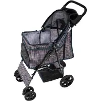MonsterShop Hondenbuggy met Regenhoes – Ruitblauw