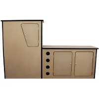 MonsterShop Camper keuken kast mdf - naturel/zwart - 83,5x42,5x124 cm - linkerkant