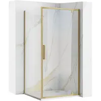 REA Cabine De Douche Rapid Swing Brush Gold 90x90