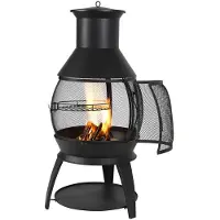 DUOKU Buitenhaard op Hout van 55 cm--Sferische Haard van IJzer met Rooster-grill-voor Patio, Tuin en Achtertuin