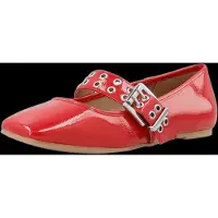 Bianco Ballerina met riempjes 'ROSE' rood
