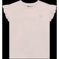 Daily7 T-shirt broderie beige Meisjes Stretchkatoen Ronde hals Effen - maat 116